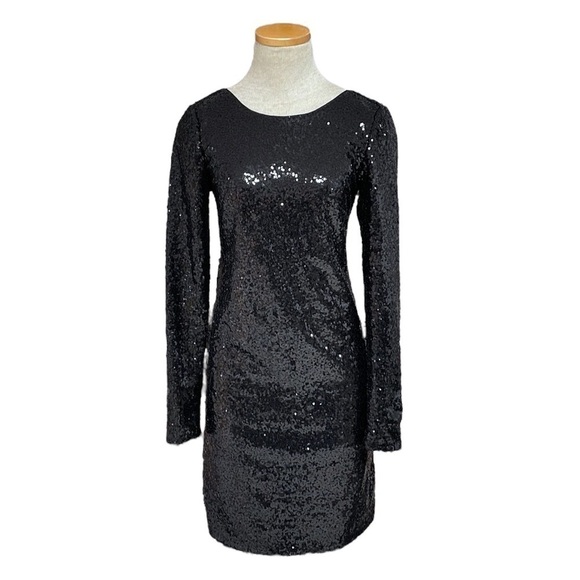 Chi Chi London Dress NWT Black Sequins Backless Mini Cocktail Holiday Party 2 - Picture 1 of 13